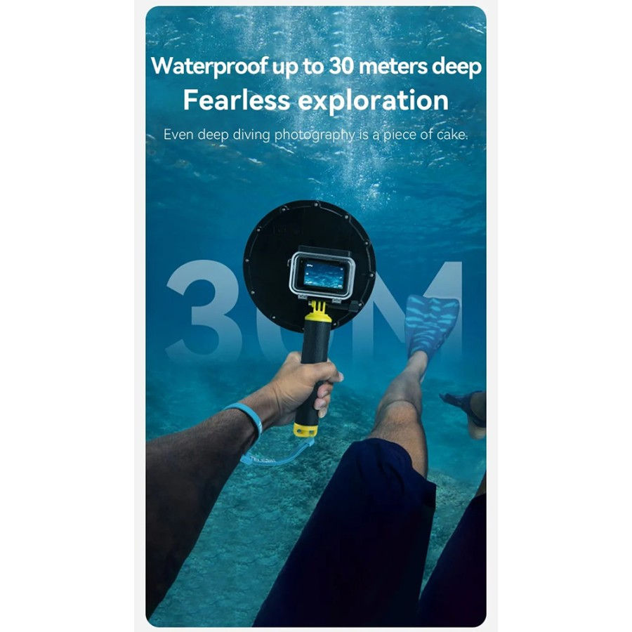 Thumbnail: Telesin Dome Port DJI Action 3 4 Underwater 6" Waterproof Housing 30M
