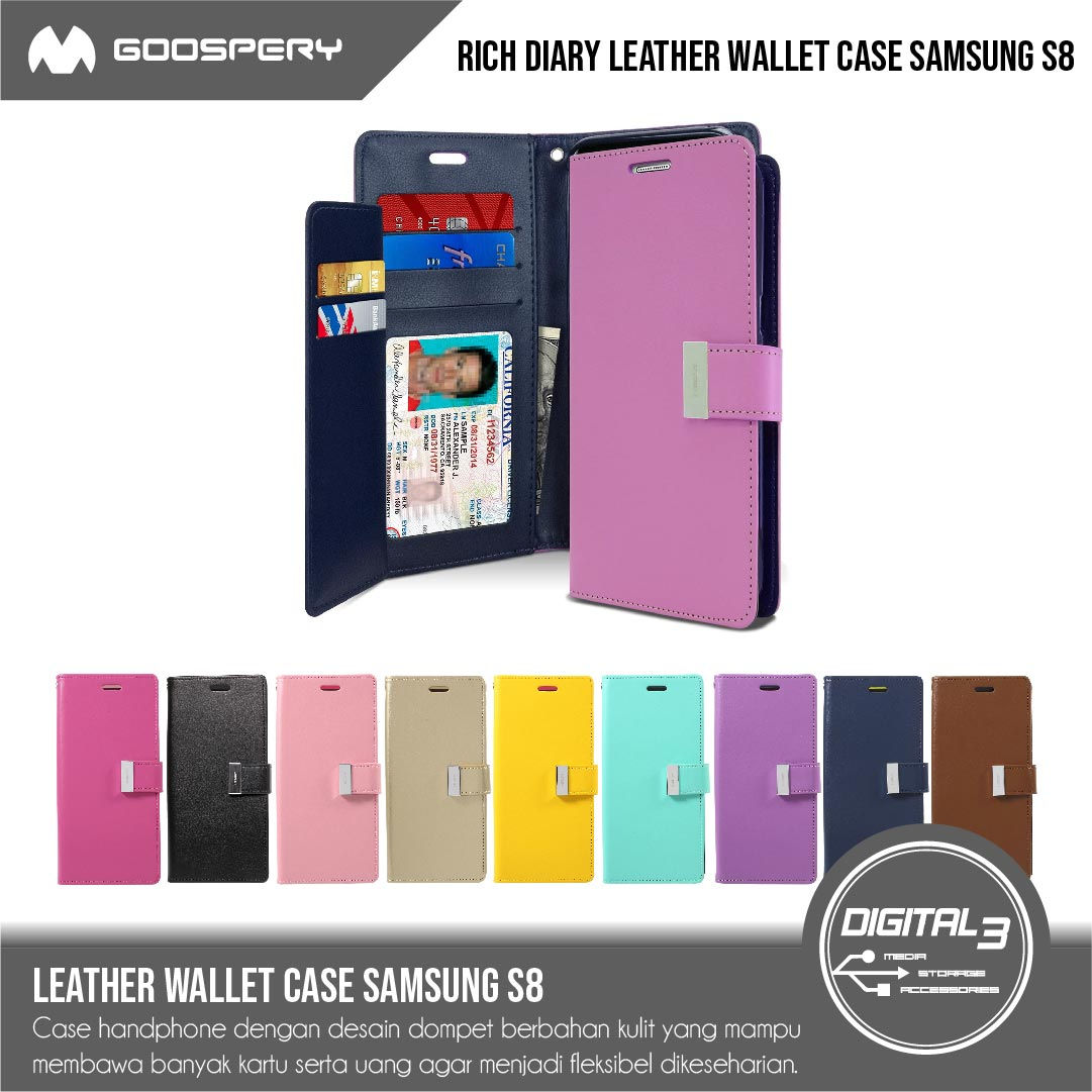 Original Mercury GOOSPERY Rich Diary Wallet Case For Samsung S8