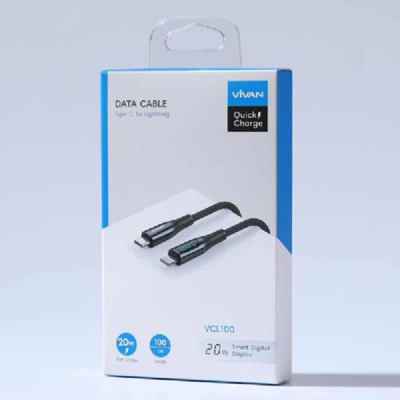 Thumbnail: Kabel VIVAN VCL100 Data Cable Type-C to Lightning 20W Digital LED 1M