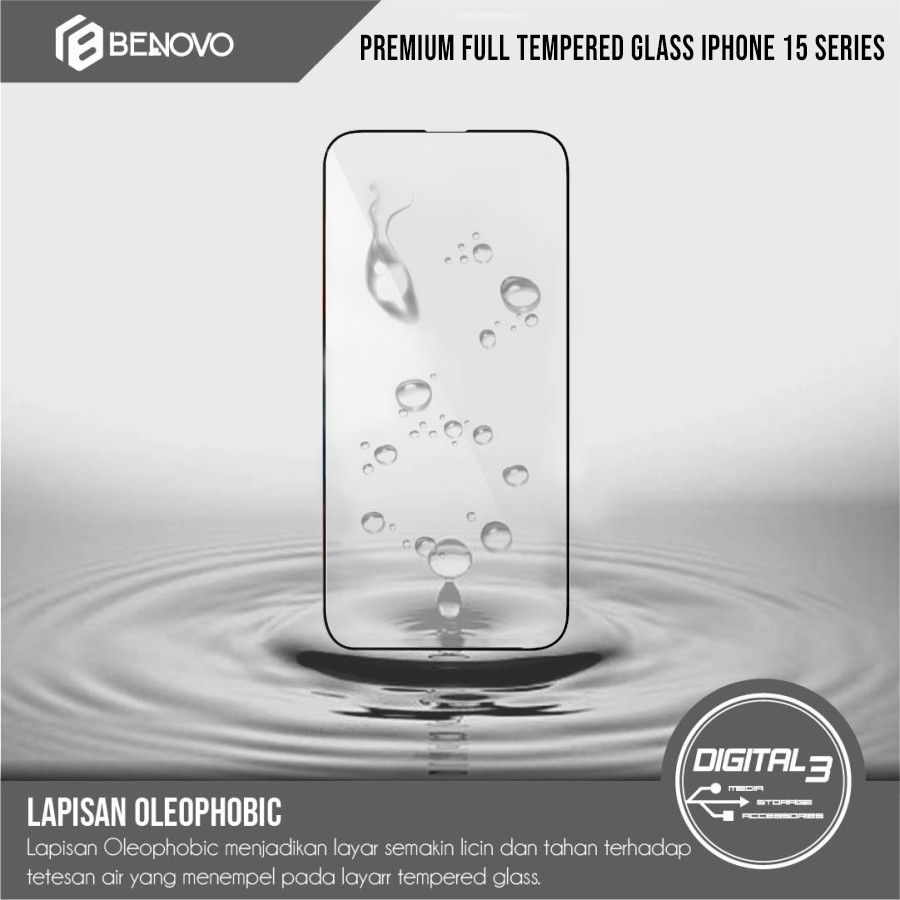 Thumbnail: Benovo Full Tempered Glass iPhone 15 PLUS PRO MAX Screen Guard Clear