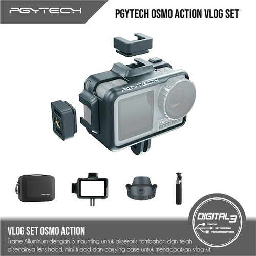 PGYTECH Vlog Set For DJI Osmo Action Camera Cage, Bag, Hood 