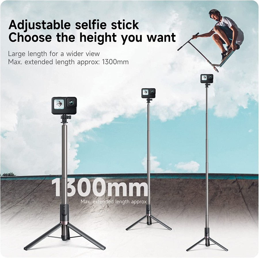 Thumbnail: Telesin Tripod Stick 1.3M Bluetooth Remote HP Gopro Hero 8 9 10 11 Max