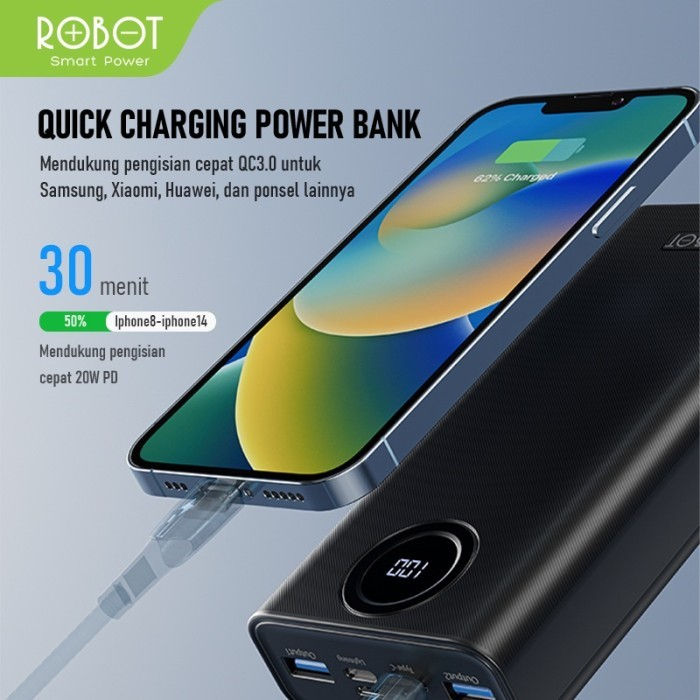 Thumbnail: ROBOT RT-23 Powerbank 20000mAh LED Indikator 22.5W Fast Charging PD