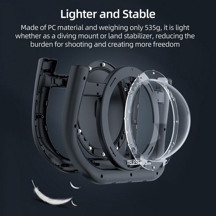 Thumbnail: TELESIN T10 Dome Port Diving Rig Stabilizer 30M GoPro Hero 9 10 11 12