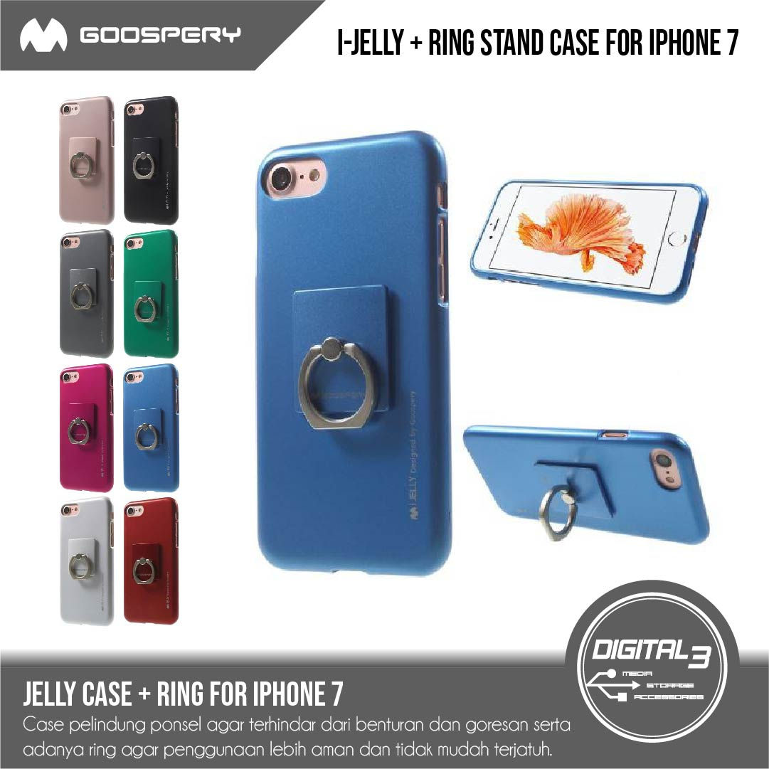 Mercury Goospery I-Jelly + Ring Stand Case Iphone 7 / 8 Soft Casing