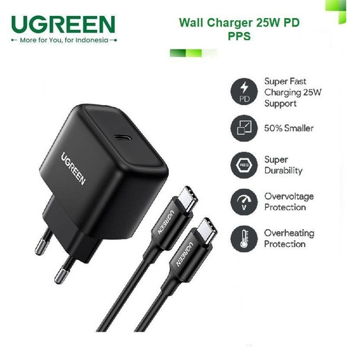 Ugreen CD250 25W PD Charger + USB C to C Kabel Data 2M Cable Adapter ...