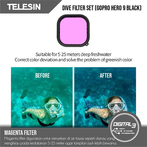 Telesin Pack Dive Snorkel Filters Set For GoPro Hero Black