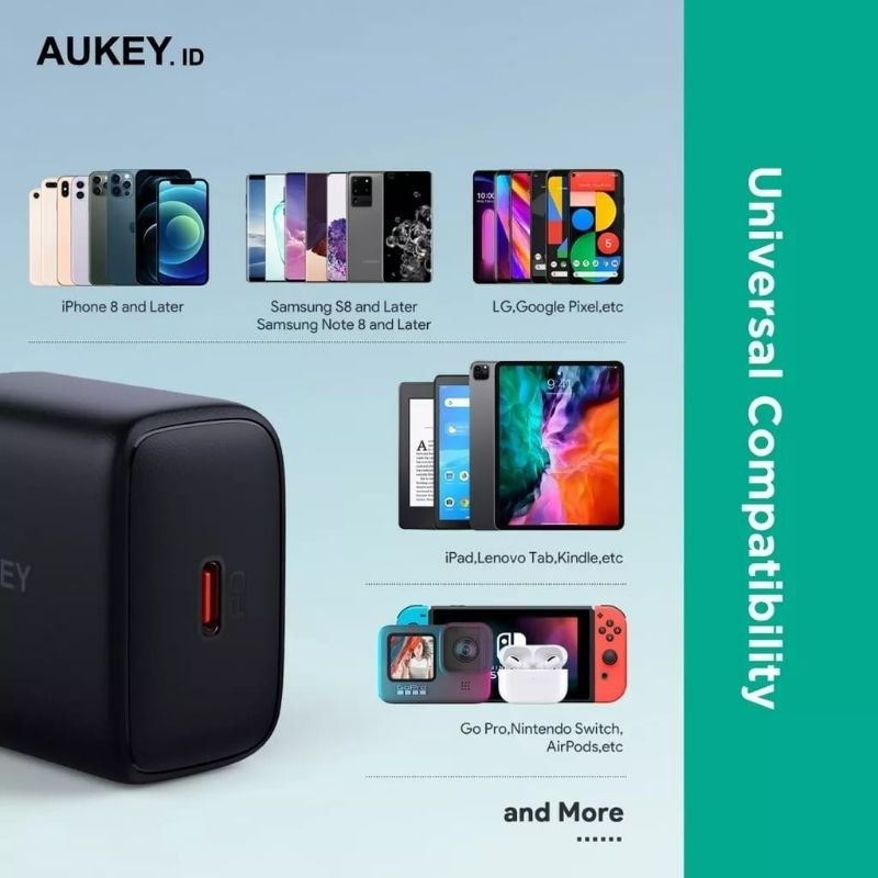 Thumbnail: Aukey PA-R1T Swift 30W Charger USB Type C Adapter PD Fast Charging QC