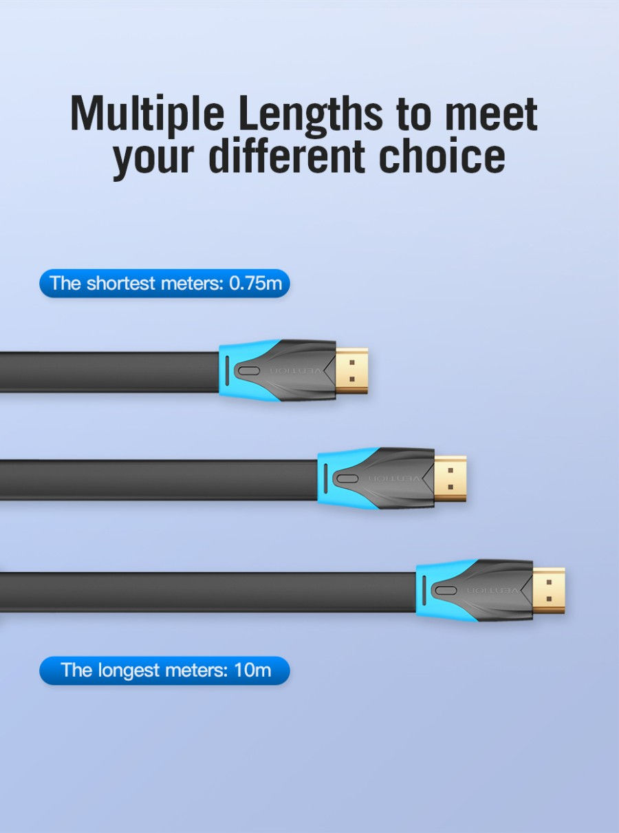 Thumbnail: VENTION Cable HDMI to HDMI Flat Edition 4K @60Hz High Definition HDR 3D Image