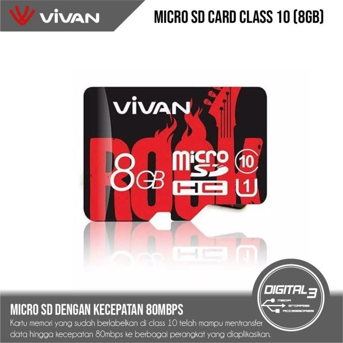 Vivan V8U10 8GB Class 10 Memory Card Micro SD TF Card Original