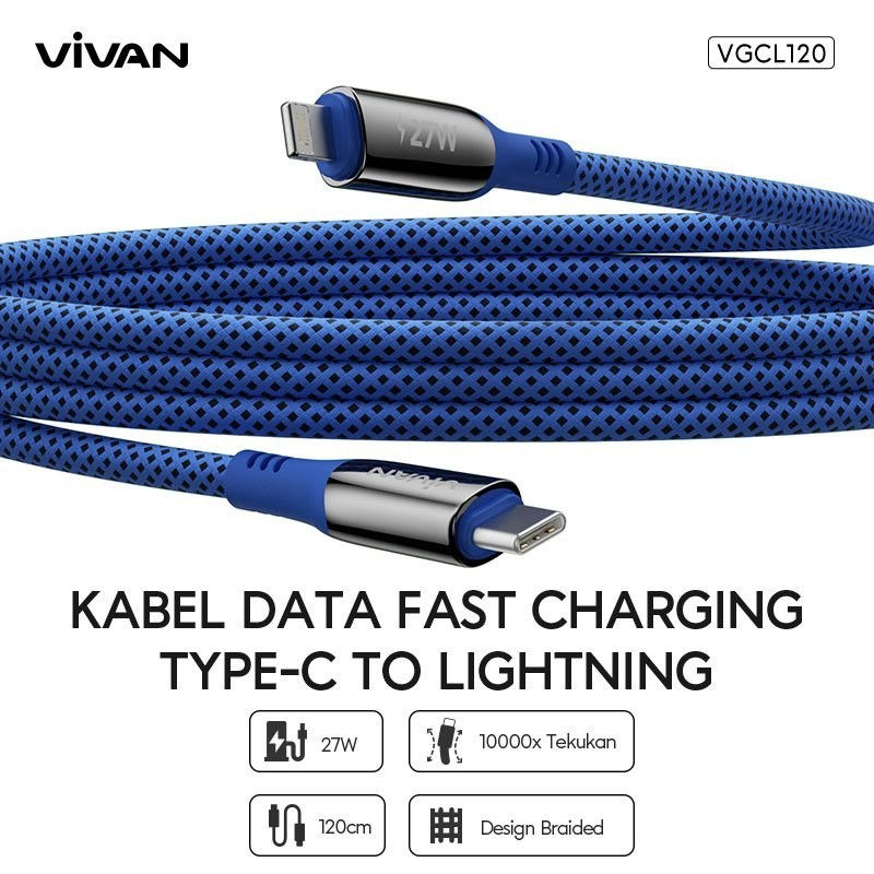 Thumbnail: Vivan Cable Data Fast Charging PD Kabel USB Type-C Lightning HP Iphone Android