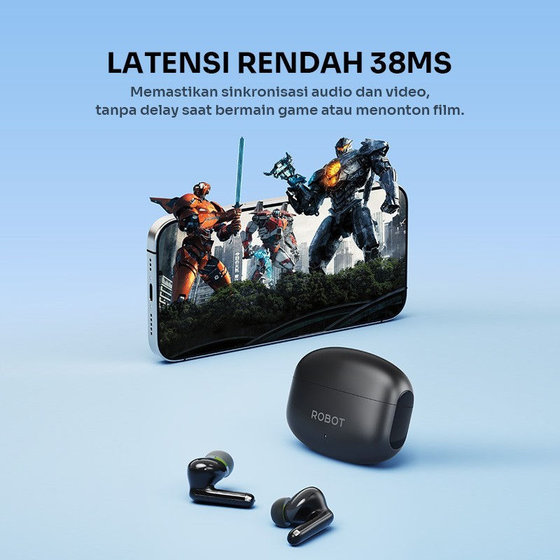 Thumbnail: ROBOT Airbuds T60NC TWS Earphone Wireless Headset Bluetooth ANC Low Latency Gami