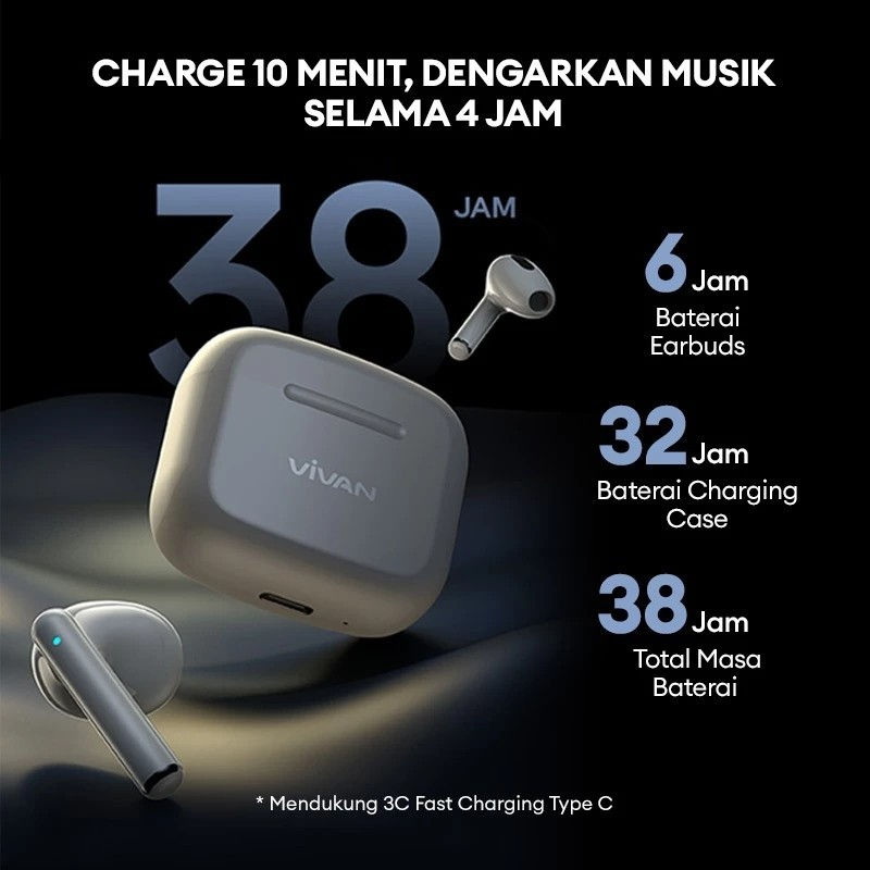 Thumbnail: Vivan Life 110 TWS Wireless Earbuds Earphones Bluetooth ENC IPX5 Bass