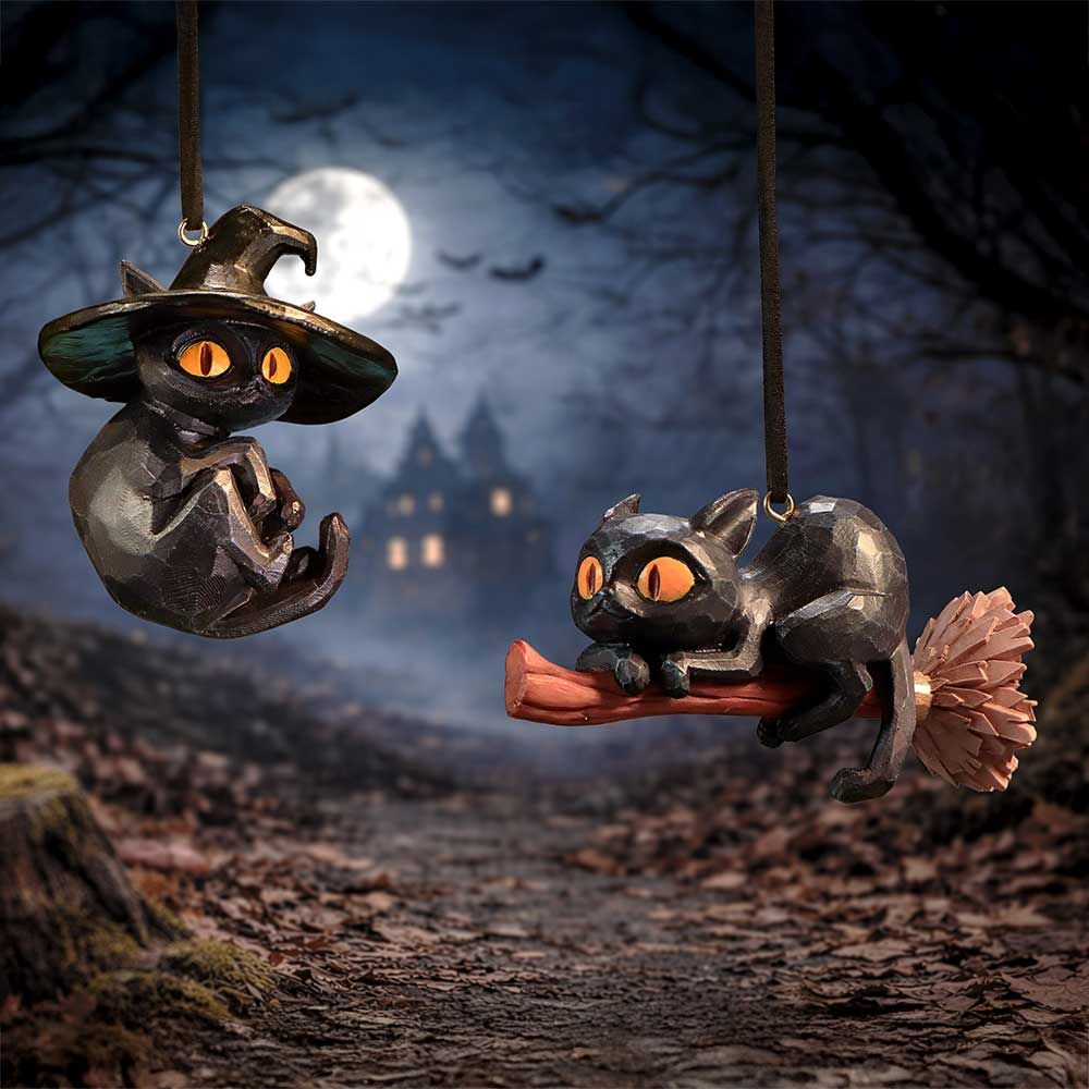 Curse and Claw Halloween Cats Hanging Ornaments (Set of 2) 7cm