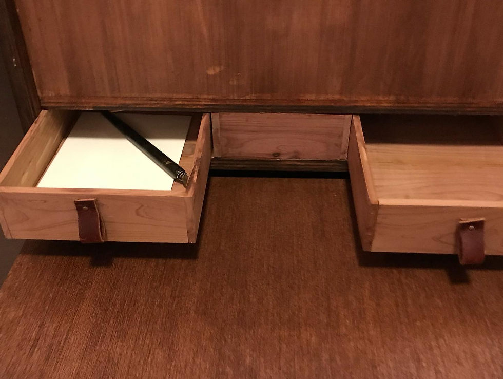 Drawers open, accessed by front panel