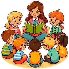children gathered for a story