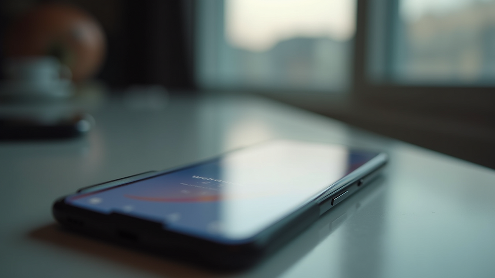 Eye-level view of a modern smartphone displaying a mobile banking app