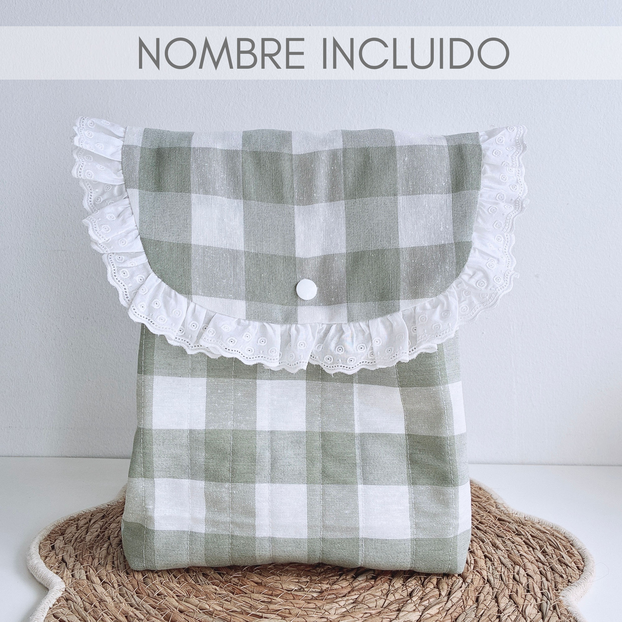 Mochila Infantil Oliva + Bordado