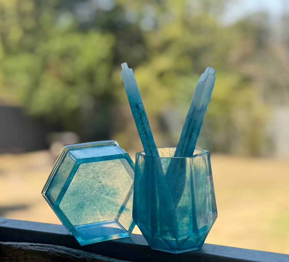 Thumbnail: Blue sparkle resin pencil holder 