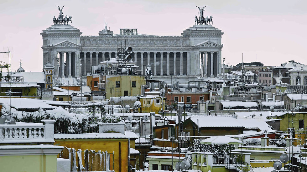 Vittoriano and Rome roofs under the snow photographed by Giulio D'Ercole, Rome Photo Fun Tours