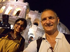 Happy selfie at the Colosseum with an Indian client on a Rome by Night Photo Tour Under the Stars by Giulio D'Ercole of Rome Photo Fun Tours