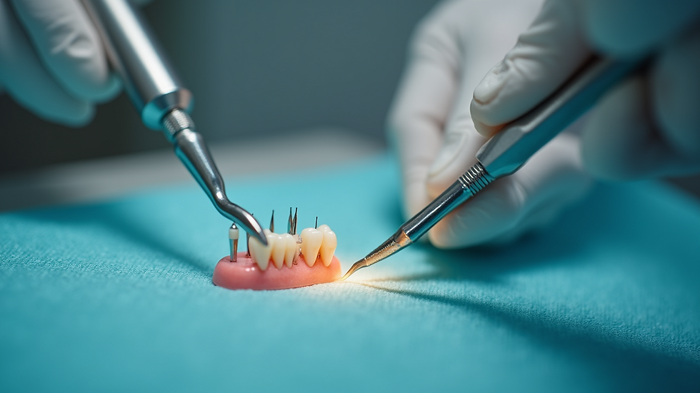 Close-up view of dental tools used for root canal treatment
