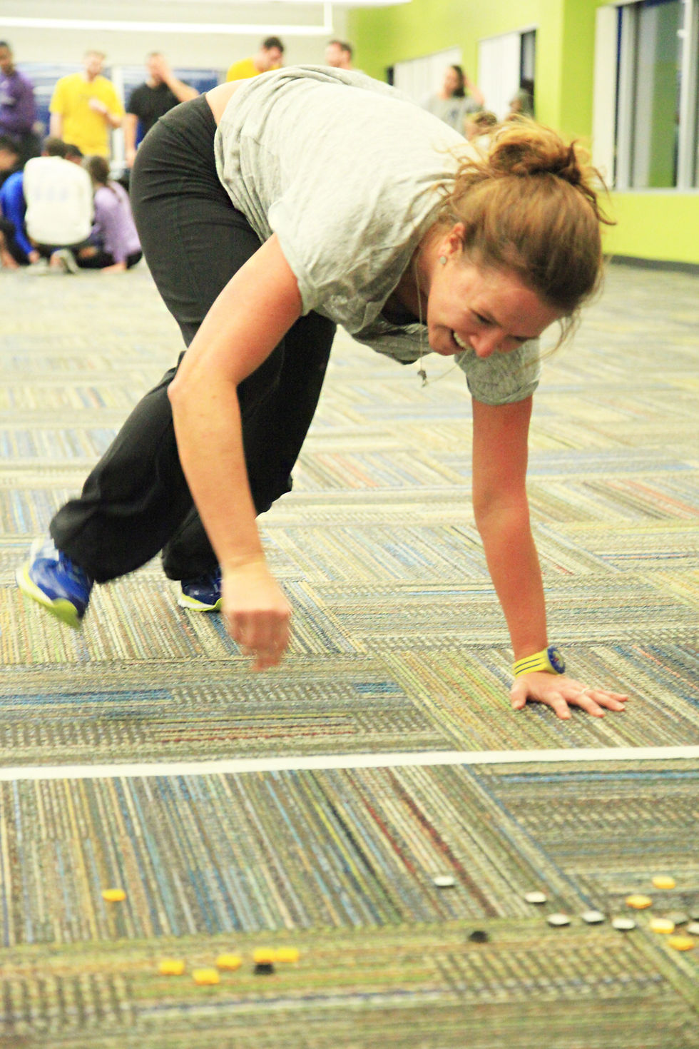 Megan Driscoll joins the rest of the Pharmalogics crew in an on-site team fitness relay race