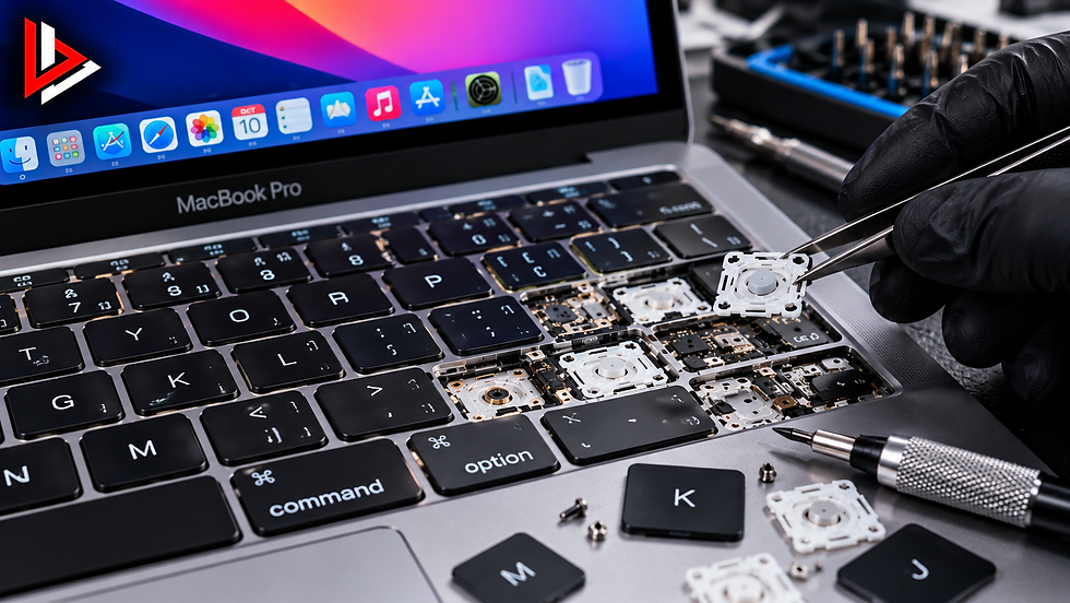 MacBook Pro M5 คีย์บอร์ดเสีย กดไม่ติด ปุ่มค้าง เปลี่ยนคีย์บอร์ด