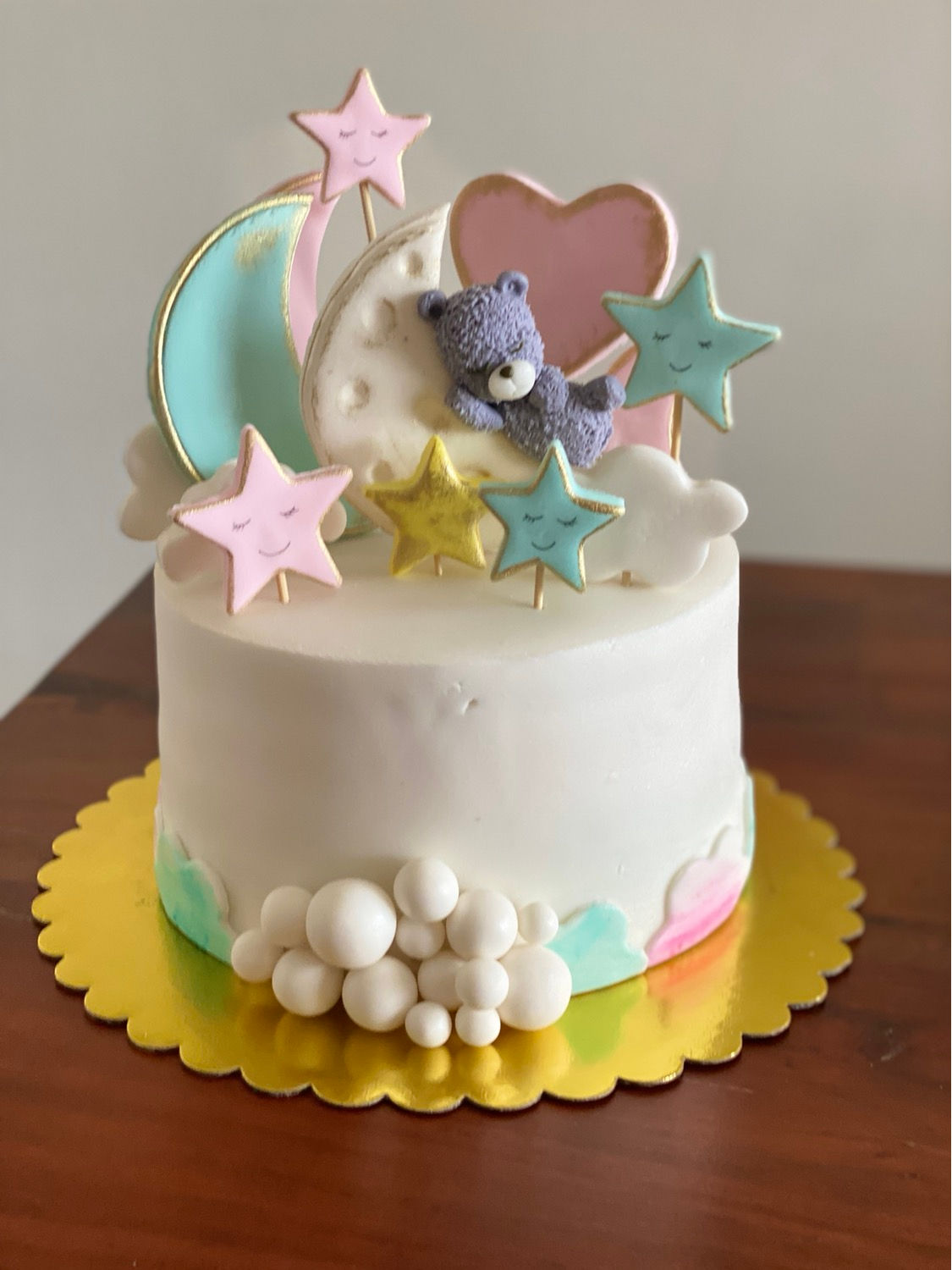 Cake osito, luna y estrellas 
