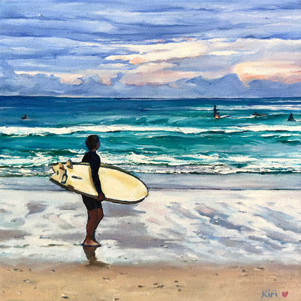 Sunrise Surf, Oil on Canvas, 25cm x 25cm