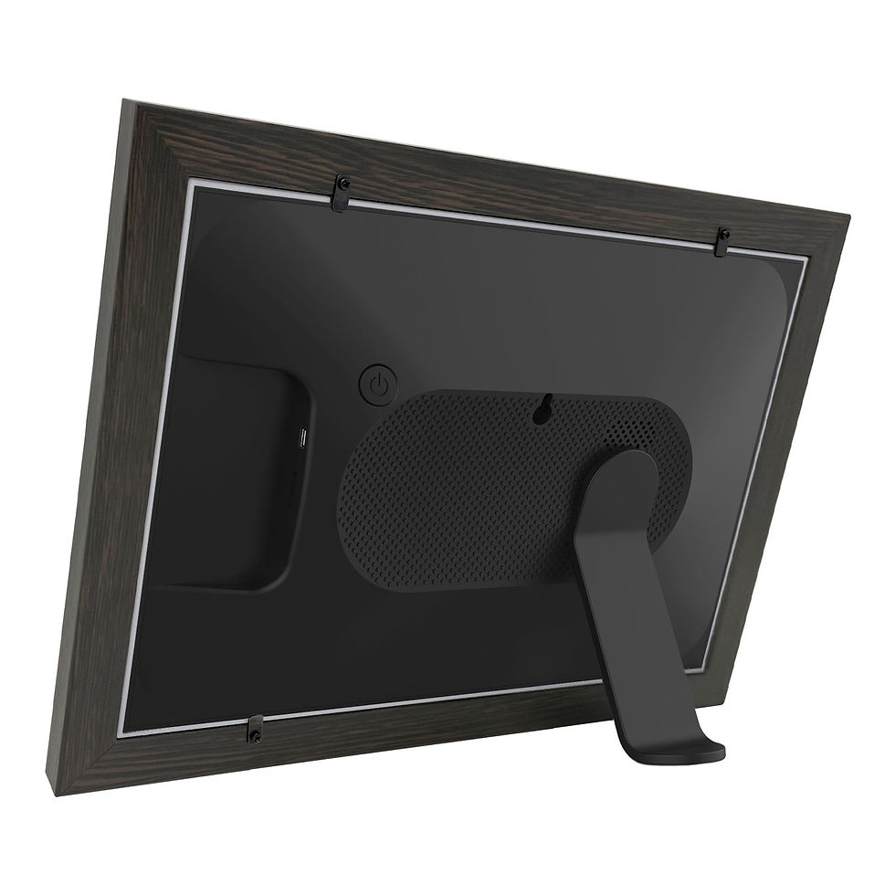 Miniaturbild: Cytem Digitaler Bilderrahmen 10.1 Zoll mit Bewegungssensor, Frameo Software, Dunkelbraun-Holzoptik, Rückansicht