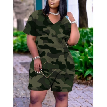 plus size camouflage romper