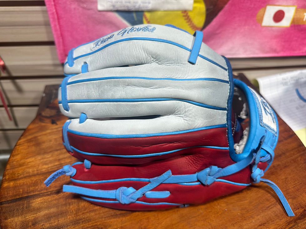 Thumbnail: 11.75” RHT H-Web blue/white /red oiled, broken in and extra padding 