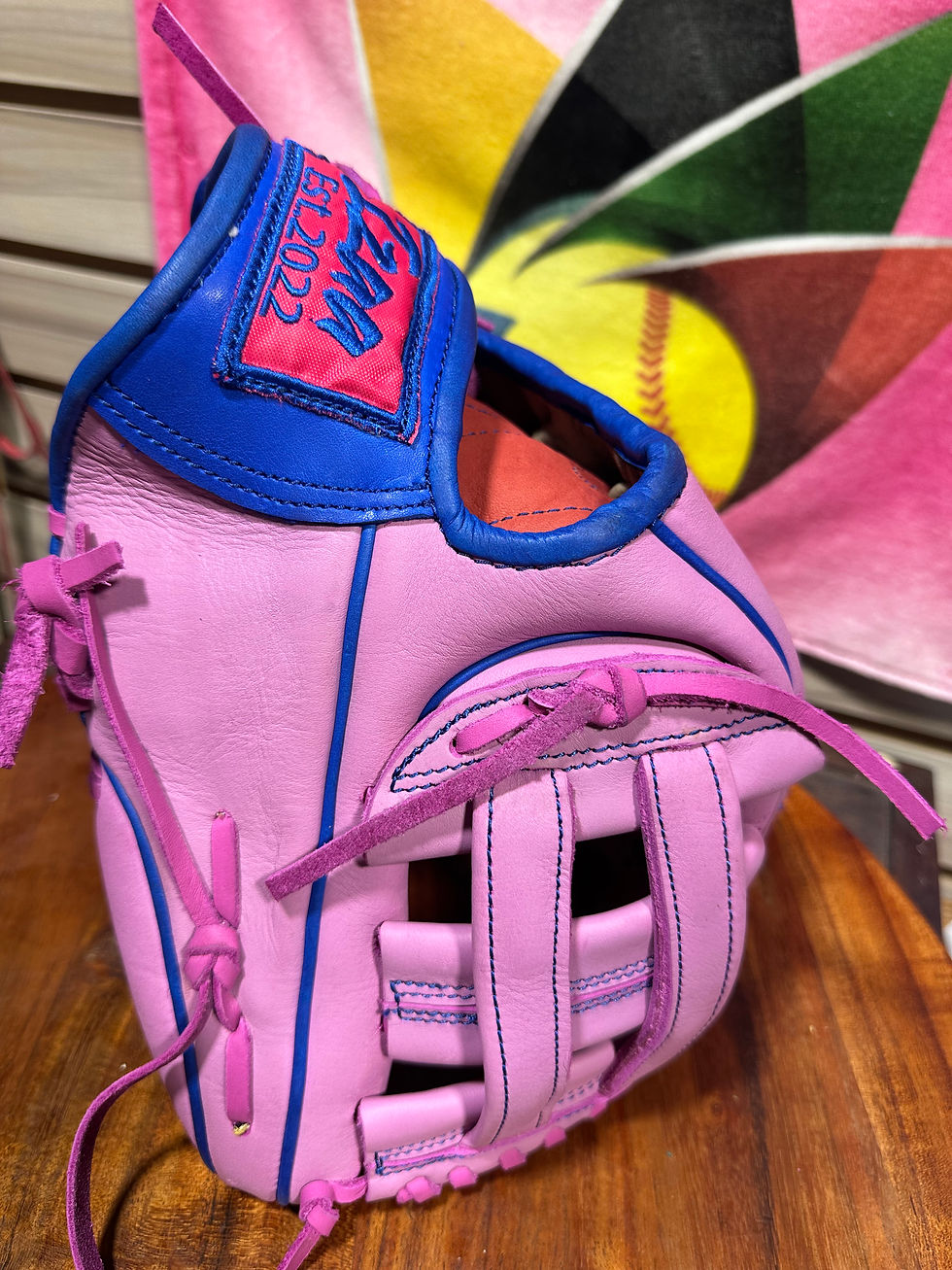 Thumbnail: 11.5” RHT pink /blue H-Web oiled and broken in and extra padding 