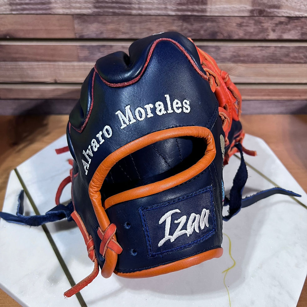 Thumbnail: 12.", RHT, I-Web, Smooth Leather - Navy-Orange, #Custom-AMorales