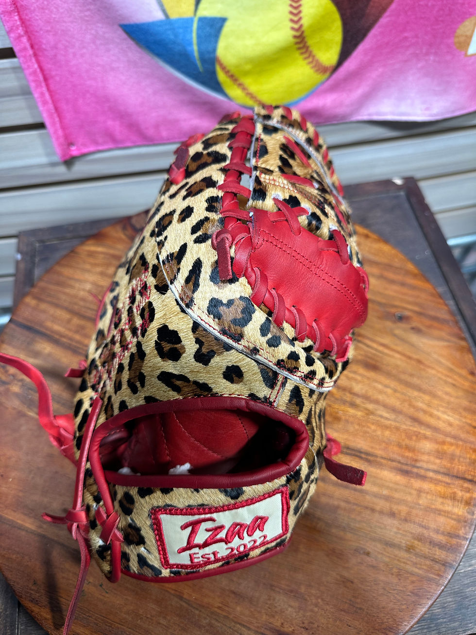 Thumbnail: Pre-Order - First Baseman's Mitt in Leopard, Any Color Laces