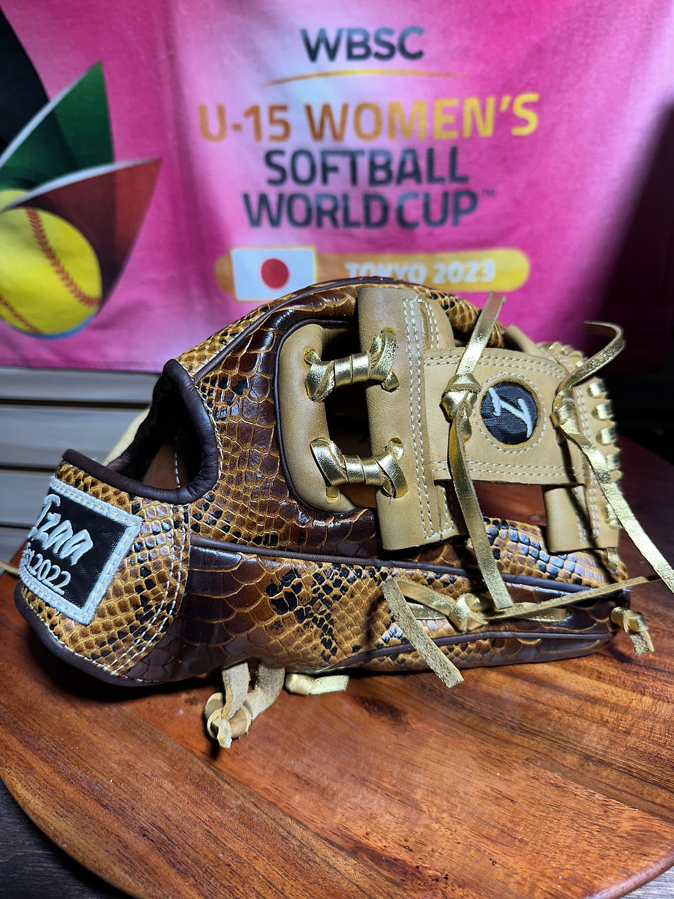 Thumbnail: 12” RHT, Churro I-Web, Python Honey, Cream Web and Pocket, Gold Laces