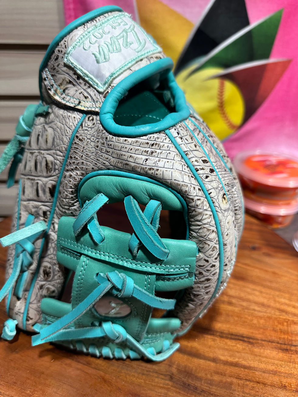 Thumbnail: 12”RHT coco /teal I web oiled and broken in extra padding 