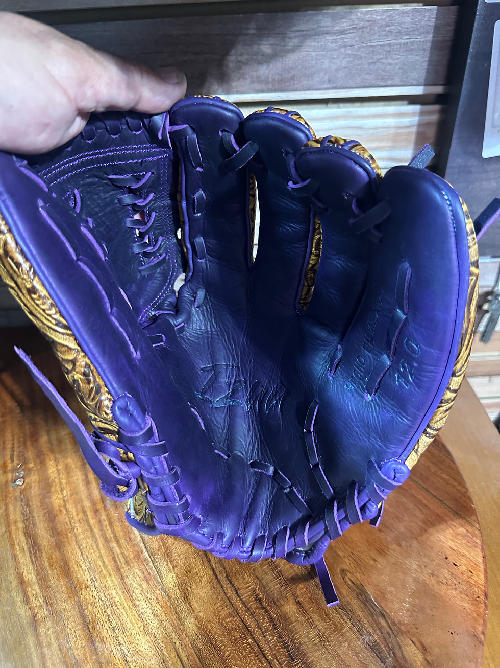 Thumbnail: 12” RHT, Modified Trap-Web, Vaquero Honey, Purple Web, Pocket, Laces