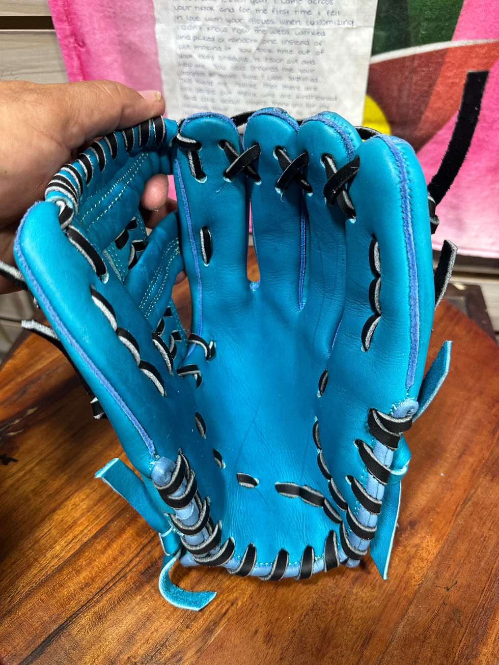 Thumbnail: 11.25” RHT, Cross-Web, Smooth Soft Leather in Blue, Black Laces