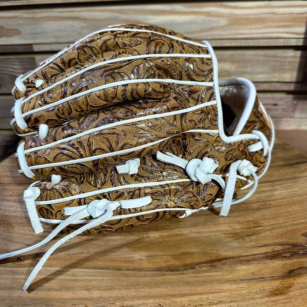 Thumbnail: RHT, Reinf Bskt-Web, Vaquero Honey-Brown, White Web Baseball Softball Glove