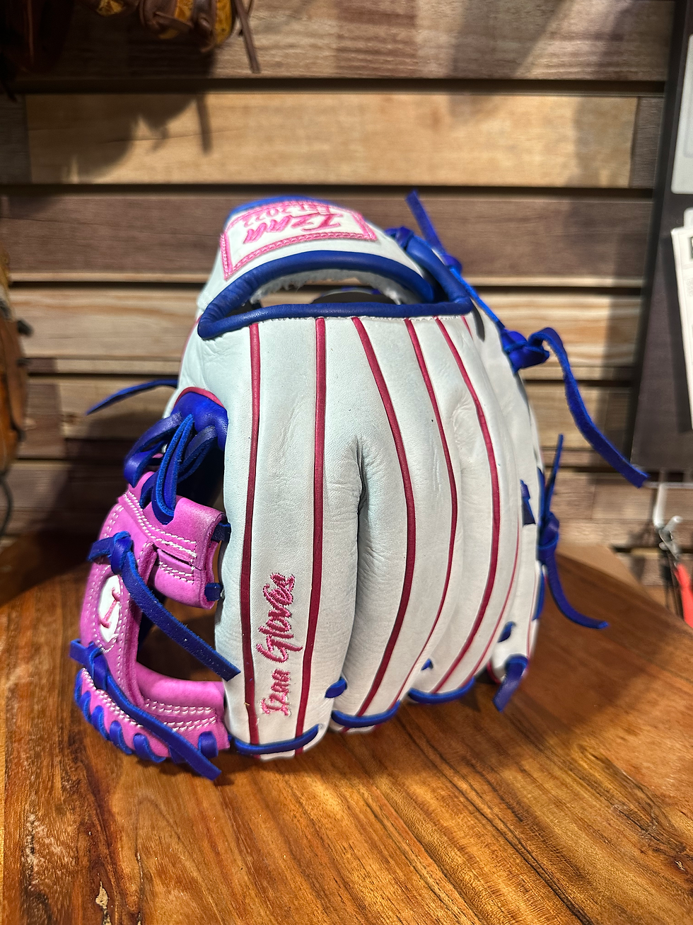 Thumbnail: 12” RHT white pink web reinforced padding oiled and broken in 