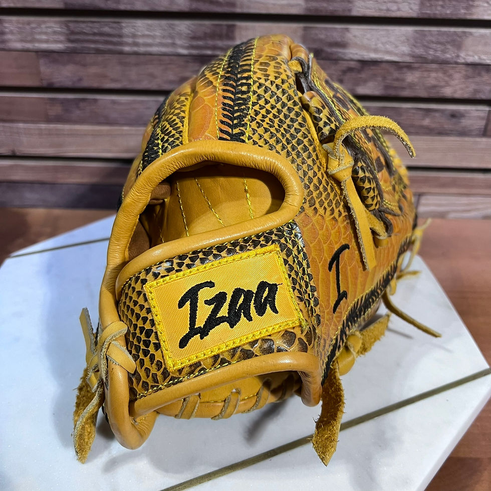 14", RHT, Reinforced Basket-Web, Seams Python - Dk-Mustard-Black Baseball Softball Glove