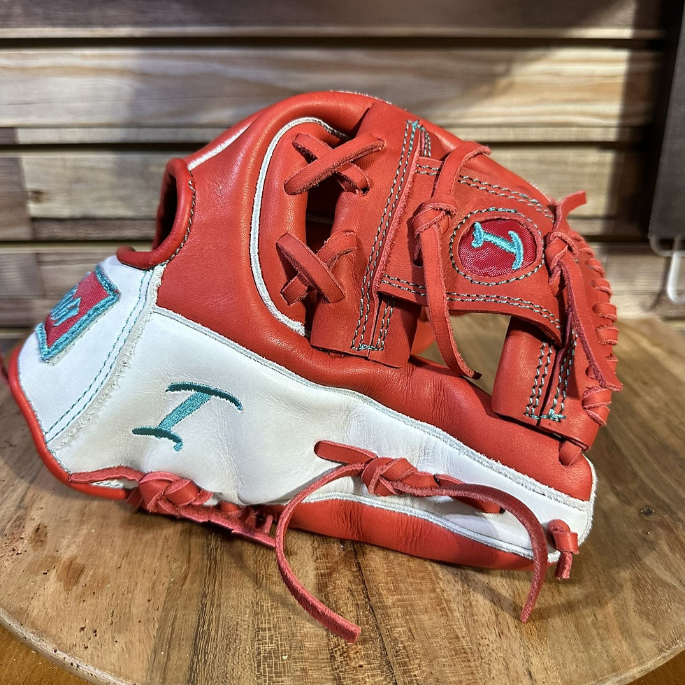 11.75", RHT, I-Web, Smooth Leather Red & White with Teal, #805