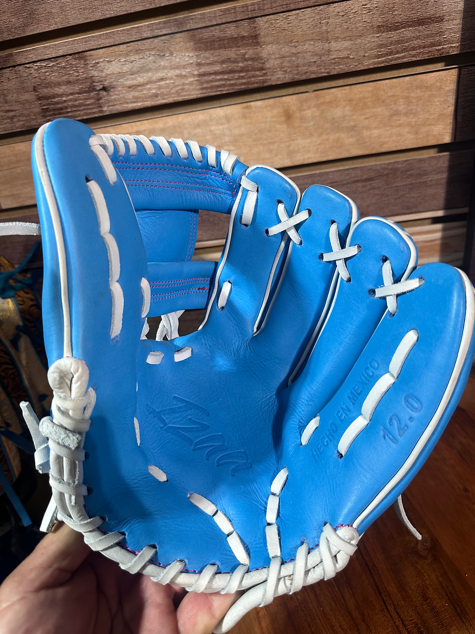 Thumbnail: 12” baby blue I-web ,reinforced padding  , oiled and broken in 