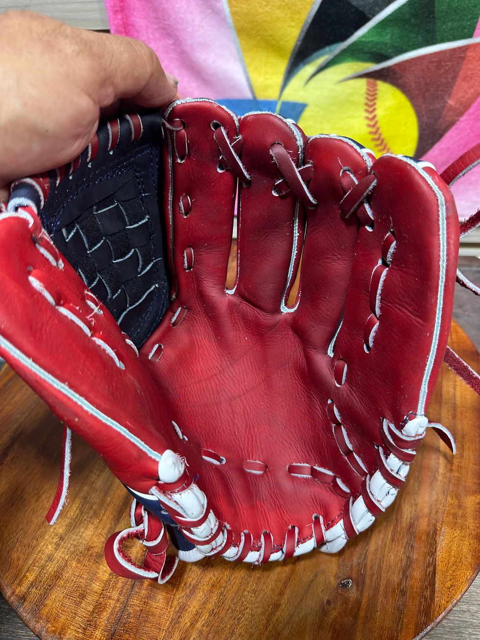 Thumbnail: 11.75”RHT blue /Red kids oiled and broken in , game ready 