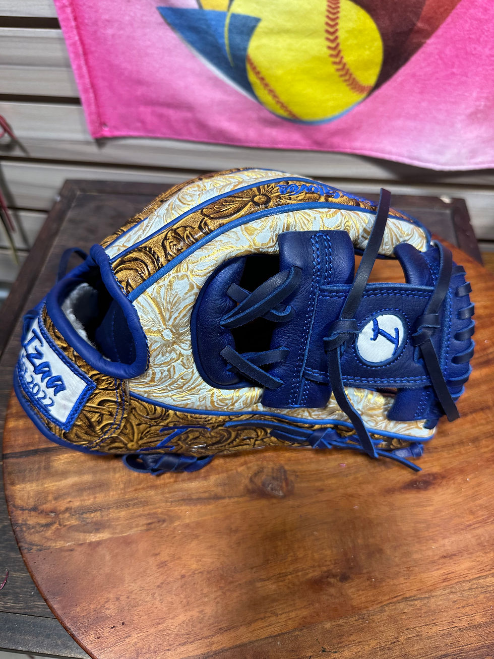 Thumbnail: 12” RHT vaquero honey/Gold/Blue I-Web oiled ,broken in , extra padding 