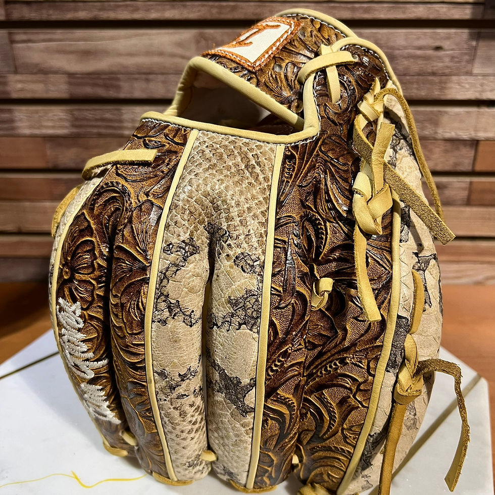 Thumbnail: 12.5", 13", RHT, Mod H-Web, Arizona Snake Cream/ Vaquero Honey-Brown Baseball Softball Glove