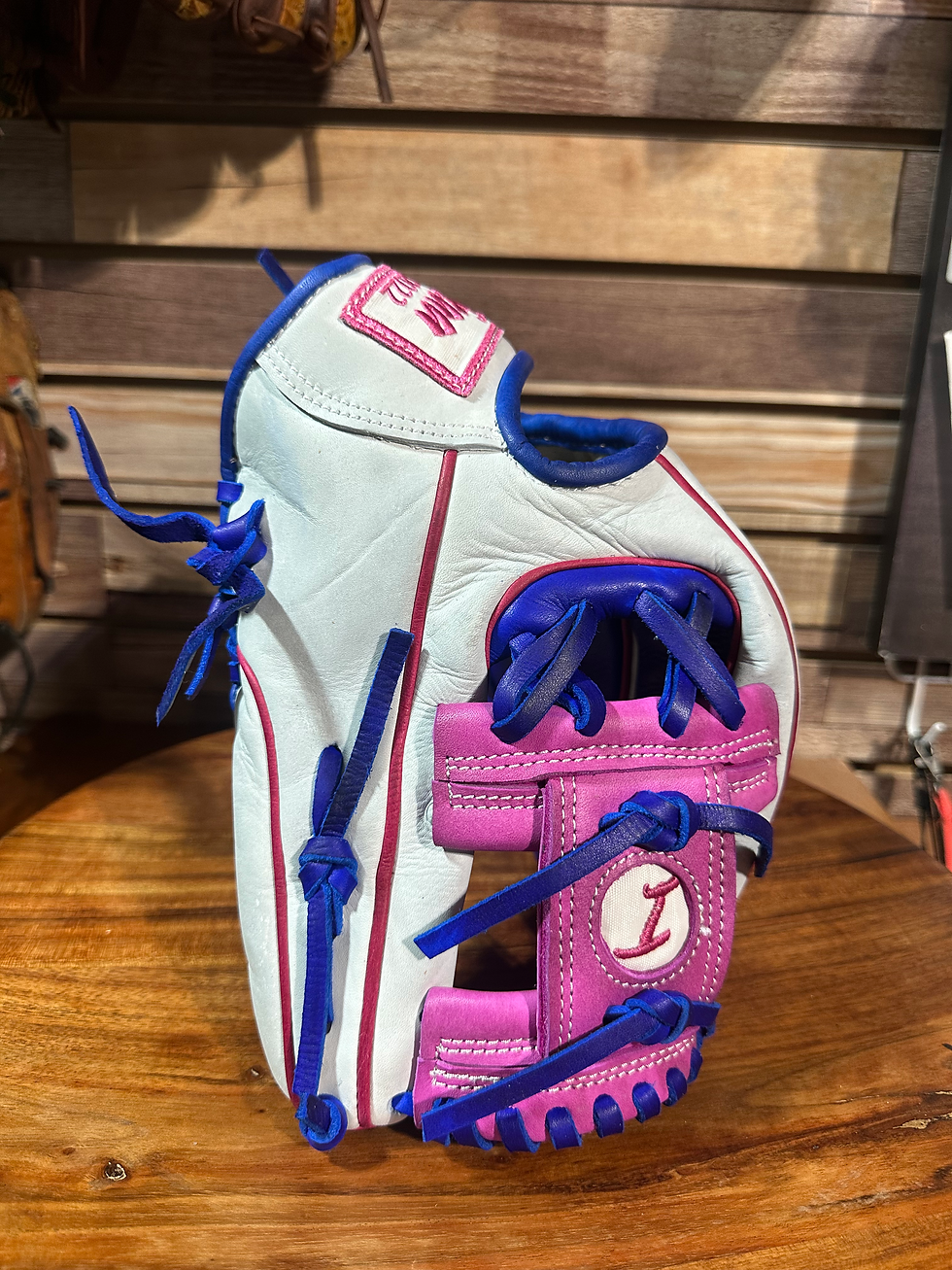 Thumbnail: 12” RHT white pink web reinforced padding oiled and broken in 