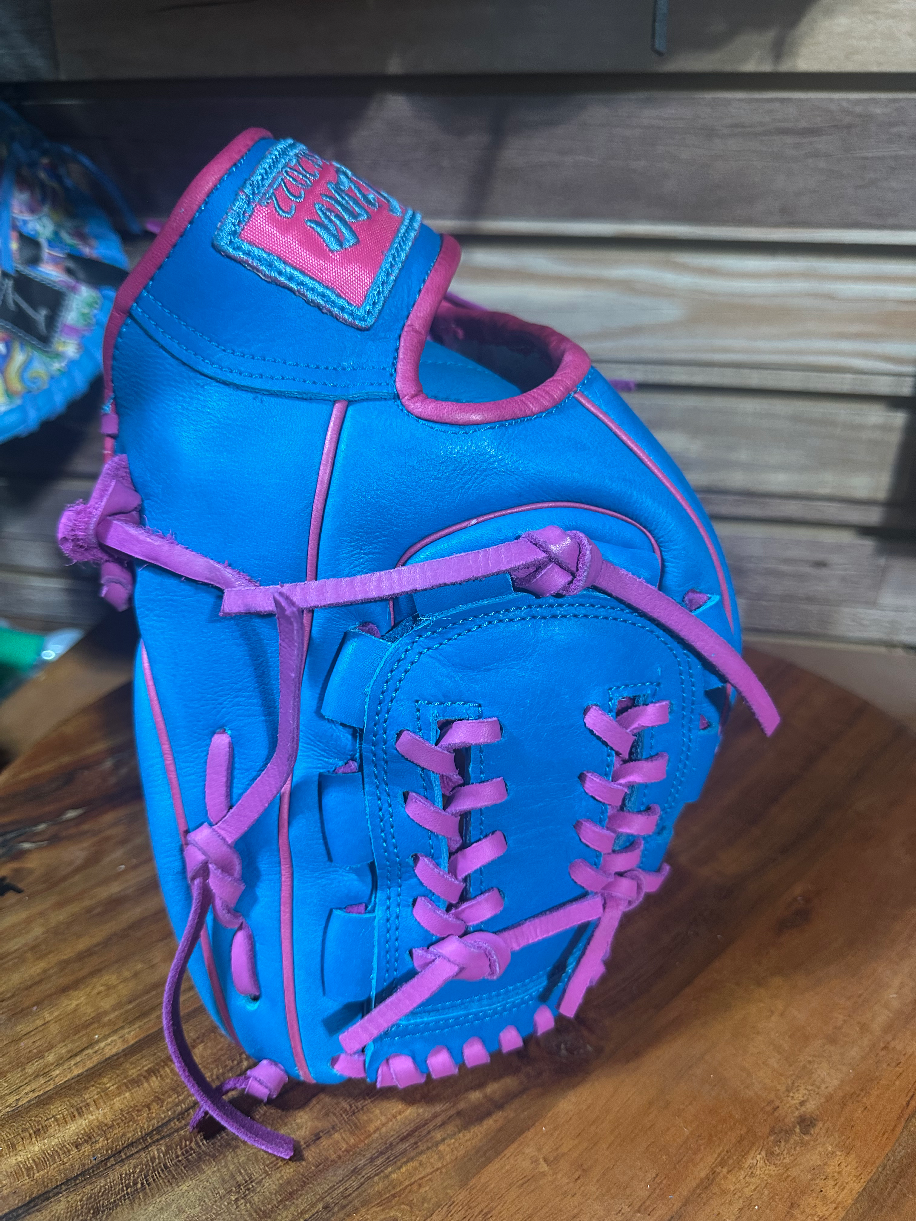 12” RHT blue/pink extra padding  oiled broken in 